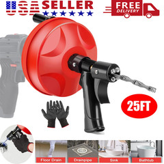 25FT Drain Auger Drain Snake Tool Professinal Plumbing Snake Drain Snake 1/4inch