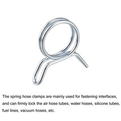 Double Wire Spring Hose Clamp, 10pcs 65Mn Steel 10mm Spring Clips, Silver Tone