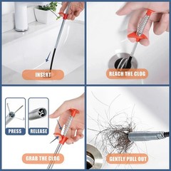 35.5inch Drain Clog Remover(1pcs), 25inch Snake &lrm;black Orange White