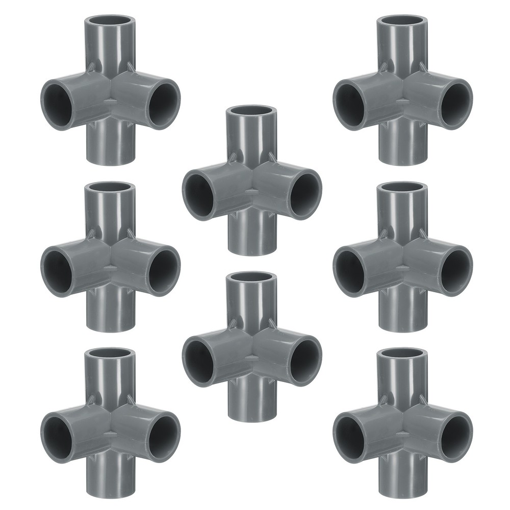 8pcs Tee Fitting 1/2&Prime; 4 Ways Connector Build Grade Pipe Coupling, Grey