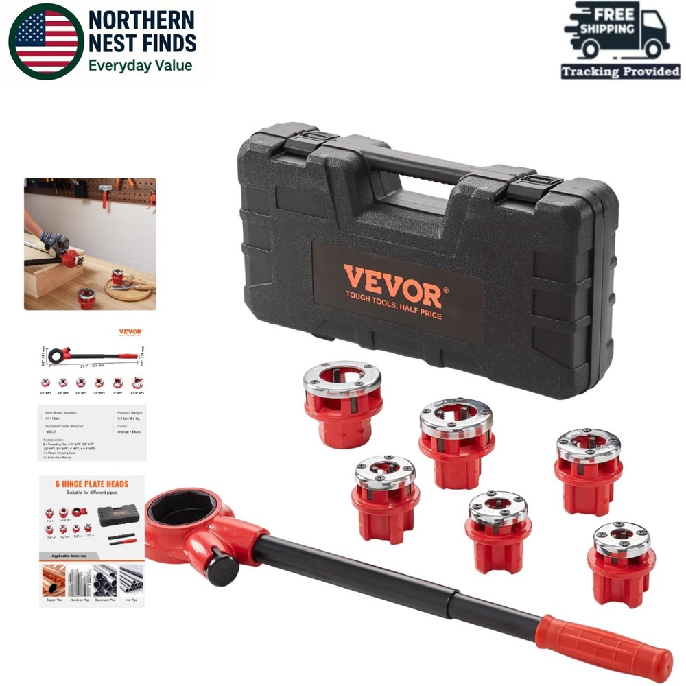 Compact Ratchet Pipe Threading Kit with Durable Dies &ndash; Ideal for DIY Projects