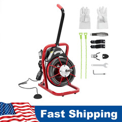 Drain Cleaner Machine Portable Electric Drain Auger Sewer Snake 75 Ft x 1/2 Inch