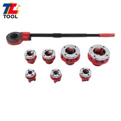 7 Size W/ Handle Pipe Threader Threading BSPT Pipe Threader 3/8&Prime; To 2&Prime; Dies Set