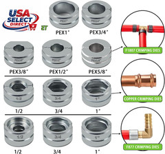 Pipe Press Tool with 11 Dies for Copper & PEX Crimping