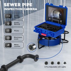 MAOTEWANG Sewer Camera Pipe Inspection Camera Meter Counter 9in 1080p Screen 20m