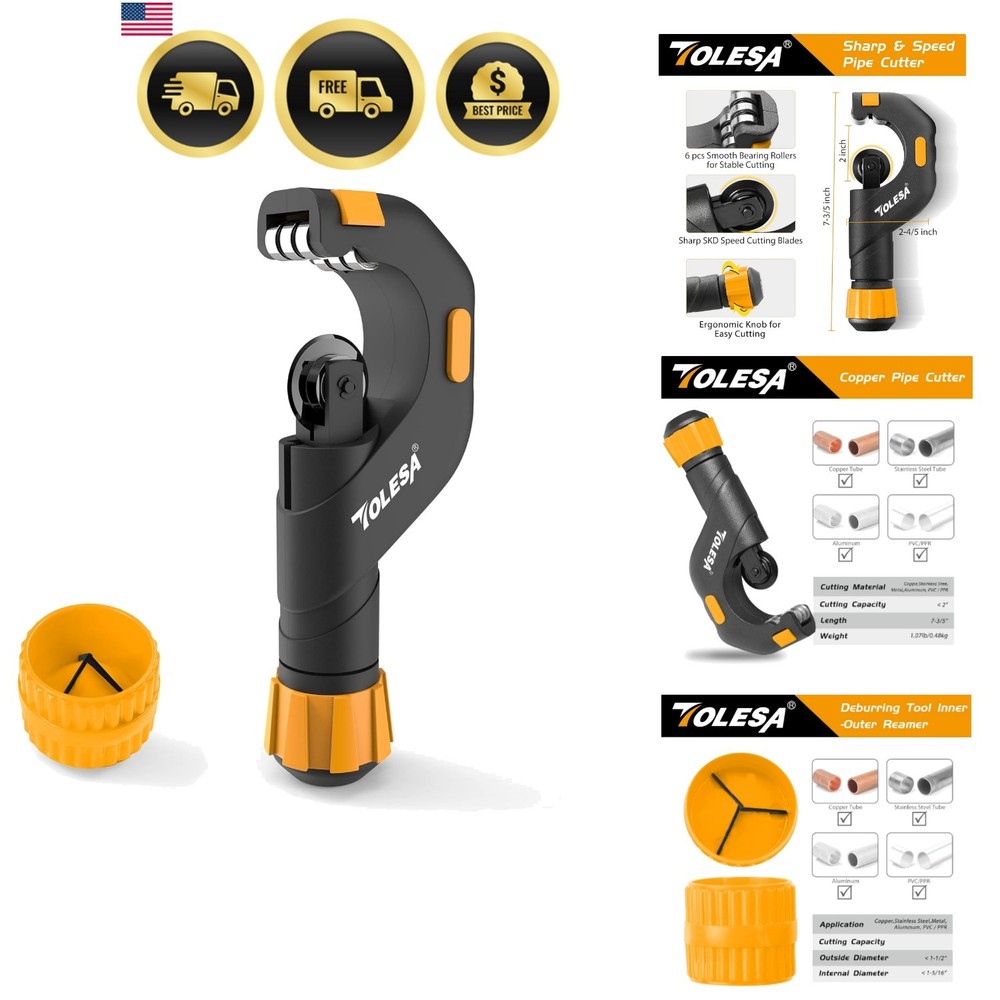 Pipe Cutter Tool 3/16&Prime;-2&Prime; OD, Heavy Duty Metal Pipe Cutter With Deburring Too&hellip;