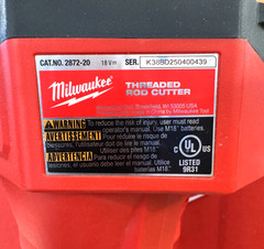 Milwaukee Tools M18 Brushless Threaded Rod Cutter #2872-21 Batt Charger & Jaws