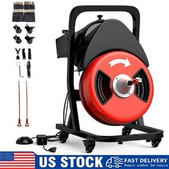 Drain Cleaner Machine 50FT x 1/2 Inch Portable Electric Auger Sewer Snake 250W