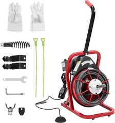 Heavy-Duty 75FT Drain Snake Machine | 1700 RPM Motor, Includes 4 Cutter Heads