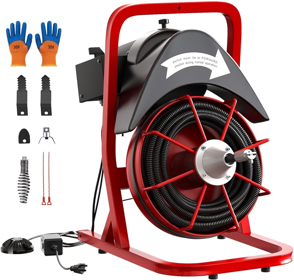 Drain Cleaner 75FT x1/2 In Steel Core Cable 370W Electric Drain Cleaning Machine