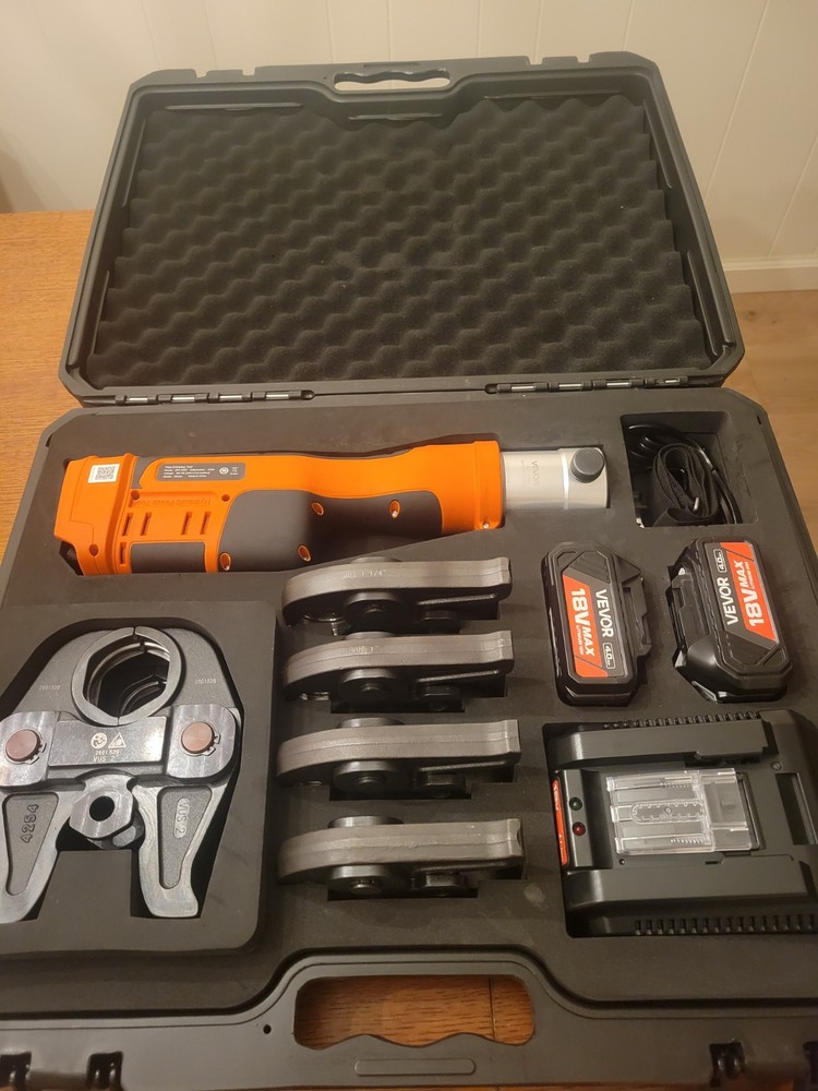 Electric Pipe Crimping Tool 18V 32KN 6 Jaws 4.0Ah Battery Charger Kit for