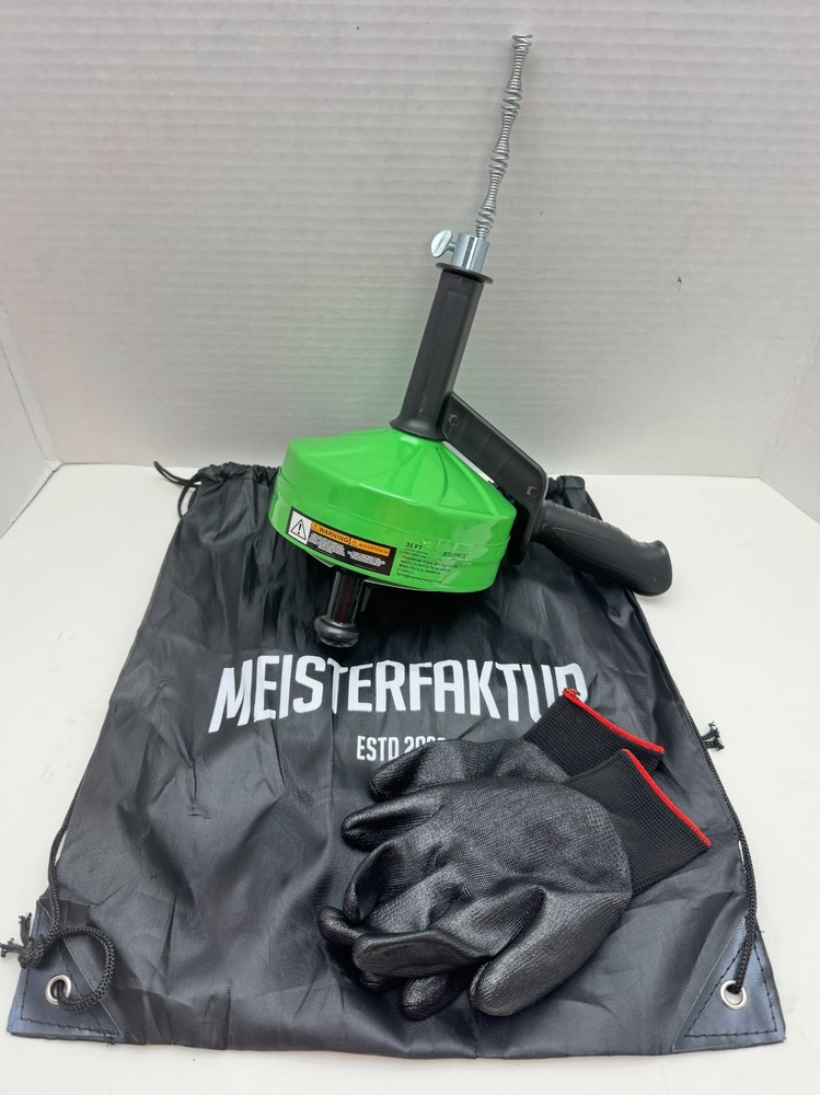 New No box MEISTERFAKTUR Plumbing drain snake auger 35FT w/drill attachment READ