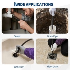 Garvee 50FT Electric Drain Auger 1/2&Prime; Cable 250W Auto-Feed 2-4&Prime; Pipes 4 Cutters