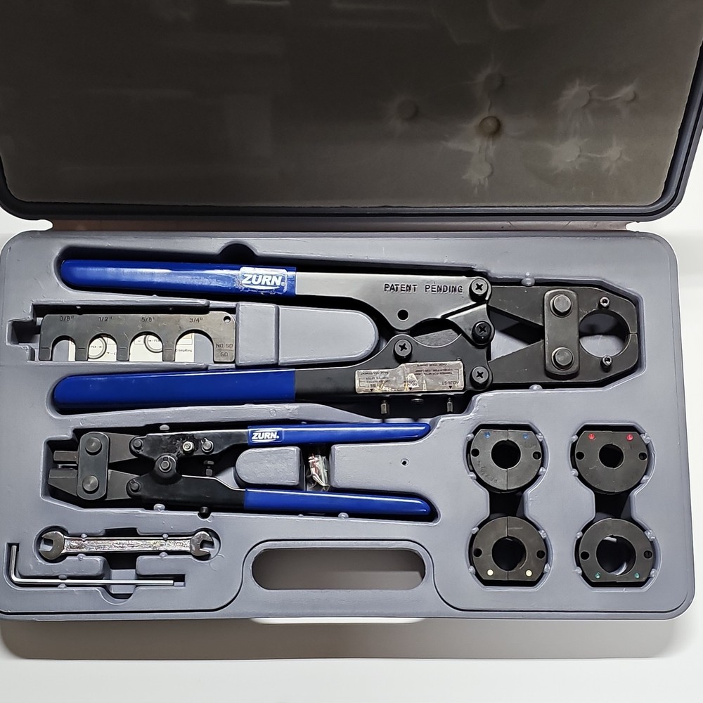 Zurn PEX Multi-Head Crimping Tool Kit w/ Jaws, Gauge, Wrench (3/8&Prime;-3/4&Prime; Sizes)