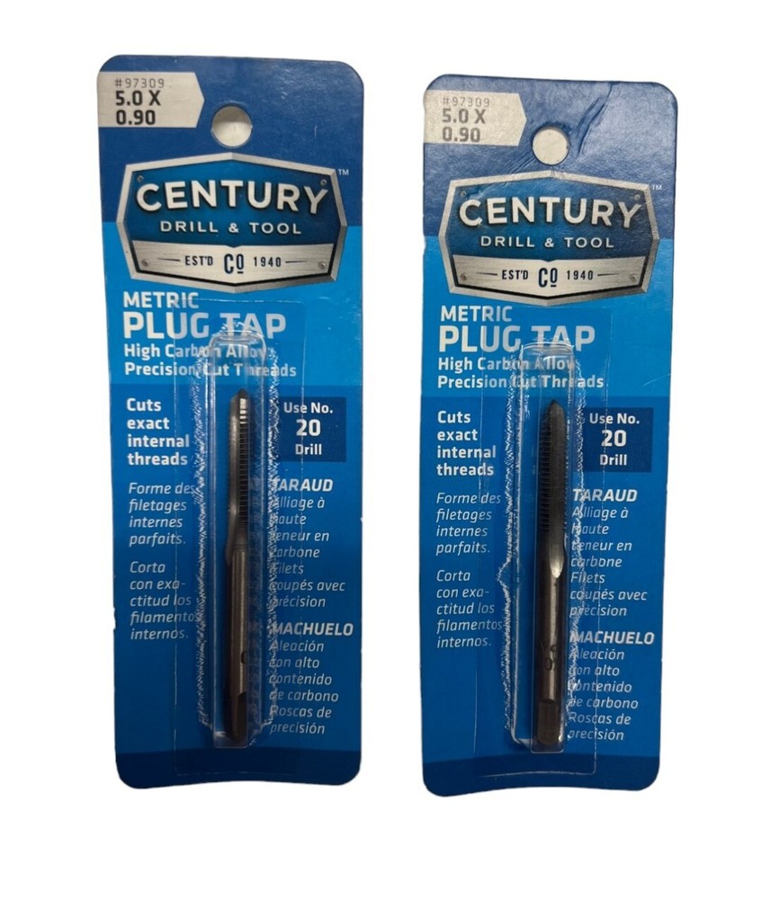 Century Drill & Tool 97309, 5.0 x 0.90 Metric Plug Tap (LOT OF 2) **SALE**