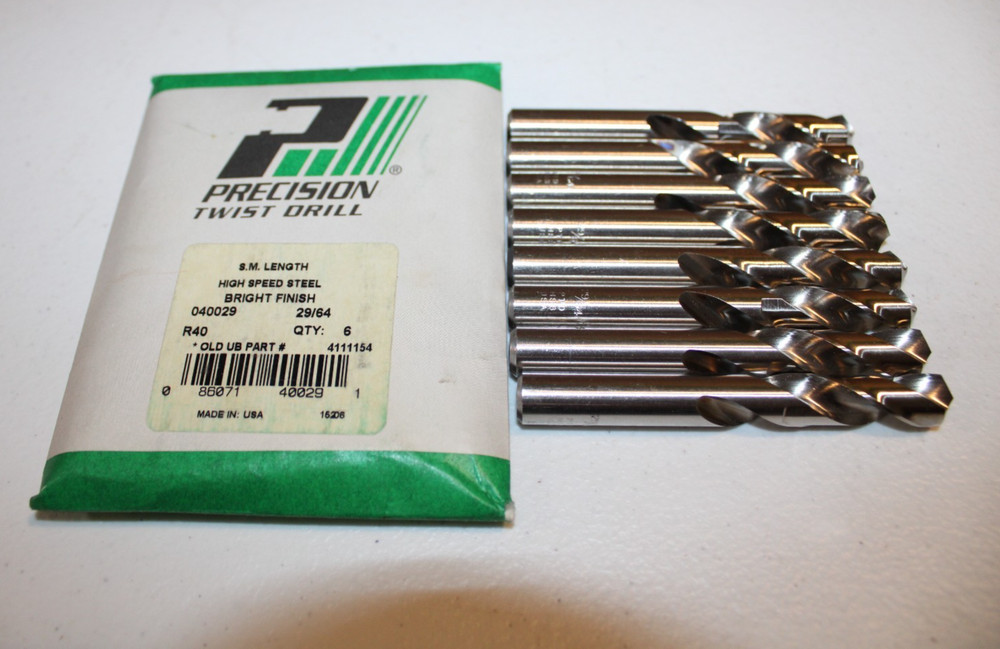PRECISION TWIST DRILL 040029 29/64 HSS DRILL BIT 3 5 /8 &ldquo;L &ndash; QTY OF 8 &ndash; NEW