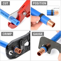 NEW PEX Pipe Copper Ring Crimping Tool Kit 1/2in 3/4in F1807 13in Combo
