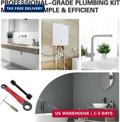 6 Pcs Plumbing Tools Kit with Angle Stop Wrench & 1/2-Inch Compression Sleeve Pu