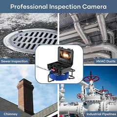 9&Prime; 50M Sewer Pipe Inspection Camera with 512HZ Sonar Meter Counter Self-Leveling