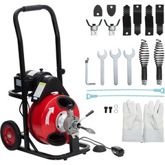 100FT x 3/8 Inch Drain Cleaner Machine 370W Electric Sewer Snake Auger w/ Cutter