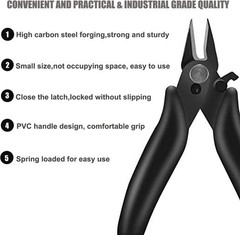 Precision 3.5-Inch Flush Cutters with Safety Lock for Jewelry & Craft Projects
