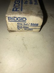 Ridgid Set of (4) 3/8&Prime; &ndash; 16 UNC RH Alloy Steel 500B Bolt Dies 48465 USED