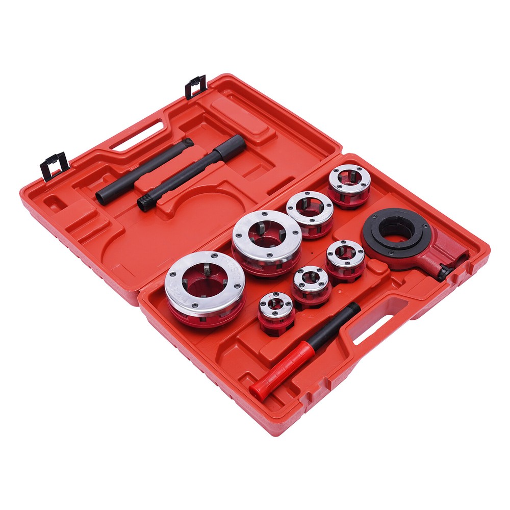 BSPT Pipe Threader 3/8&Prime; to 2&Prime; Dies Set Threading Tool Ratchet w/ Handle 7-Sizes