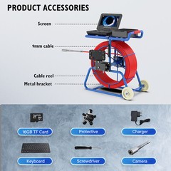 9mm THICK 50m Sewer Pipe Inspection Camera with 512hz Sonde Self level 32mm lens