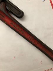 Vintage Ridgid 18&Prime; HEAVY DUTY Pipe Wrench Made by Ridge Tool Co. Elyria Ohio USA