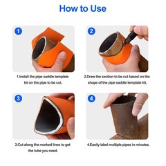 10X Pipe Saddle Template Cutting Guide for 3/4&Prime;-8&Prime; Round Steel Copper PVC Pipes