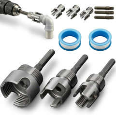 3PCS PVC Pipe Threader Kit, Integrated Internal & External Pipe Threading Tool f