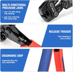 iCrimp PEX Clamp Crimping Tool Kit with 1/2 Inch and 3/4 Inch Clamp Rings Pipe