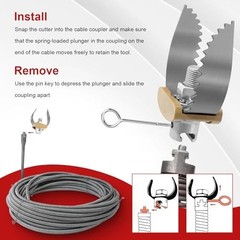 2&Prime; Heavy Duty C-Cutter Drain Cleaning Auger for Sectional Cables K-40 K-45 K-50