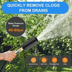 Devvicoo 3 PCS Drain Cleaning Bladder Kit, Fits 1&Prime; to 6&Prime; Pipes, Water Black