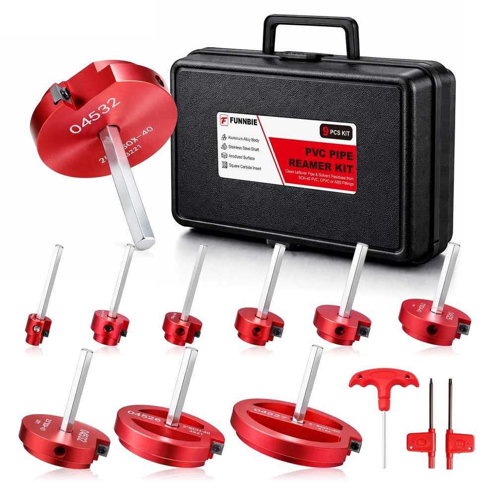 FUNNBIE 9pc PVC Pipe Reamer Kit 0.5-4 Inch