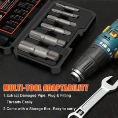 Heavy Duty 6pcs Pipe Extractor Set &ndash; Size-Marked Broken Threaded Pipe Remover To
