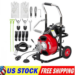 75Ft x 1/2 Inch Drain Cleaner Machine Electric Drain Auger Cleaner Sewer Snake