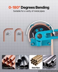 VEVOR Manual Pipe Tube Bender Set 3/8&Prime;,1/2&Prime;, 9/16&Prime;, 5/8&Prime;, 3/4&Prime;, 7/8&Prime;, 1&Prime; W/Dies