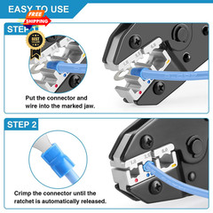 Plustool Crimping Tool for Insulated Electrical Connectors AWG Red&black