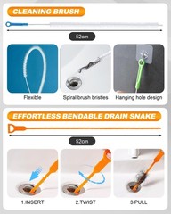 25FT Drain Auger Snake Kit with Drill Adapter, Clog Removal Tool for Kitchen & B