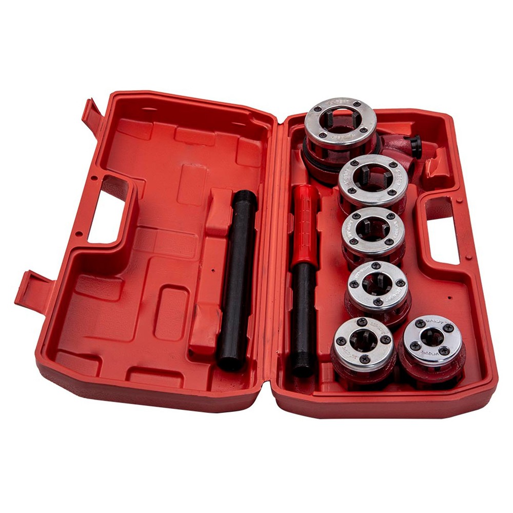 Ratcheting Pipe Thread Threader Die Hinge Plate Head Handle Tool Set New