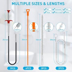 12 Pcs Drain Snake Hair Removal Tool Set 25 Inch and 59 Inch Cleaner