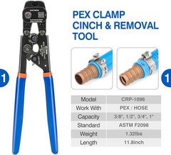 PEX Clamp Tool Kit for 3/8-in, 1/2-in, 3/4-in, 1-in PEX Clamp Cinch & Removal&hellip;