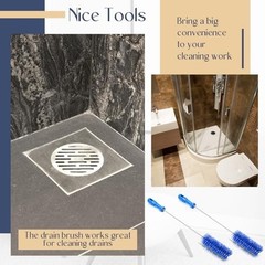 2 Pack Flexible Drain Brush &ndash; 19.7&Prime; Pipe Cleaning Tool for Shower & Tub, Blue