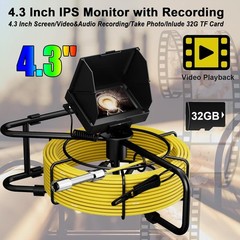 Sewer Camera 10m/32ft, 4.3&Prime; Pipe Drain Inspection Camera with DVR Function