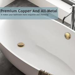 Tip-Toe Bathtub Drain Kit with Two-Hole Overflow Standard, Brushed Gold