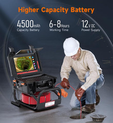1080P Sewer Camera with Locator, 100ft Cable, 10.1&Prime; Touch-Screen, 12 LEDs