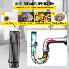 Drain Cleaning Cable 100 Ft. X 1/2 In. Solid Core Cable Sewer Cable Drain Auger