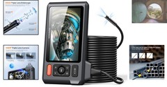 User-Friendly Triple Lens Inspection Camera: 5&rdquo; Screen, 50FT Cable & Waterproof