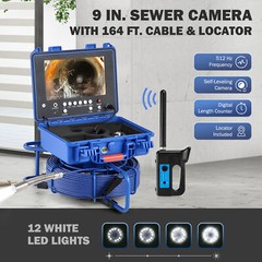 9&Prime; Self-Leveling Sewer Camera w 512Hz Locator 165 ft/50m Counter DVR 32GB 720P
